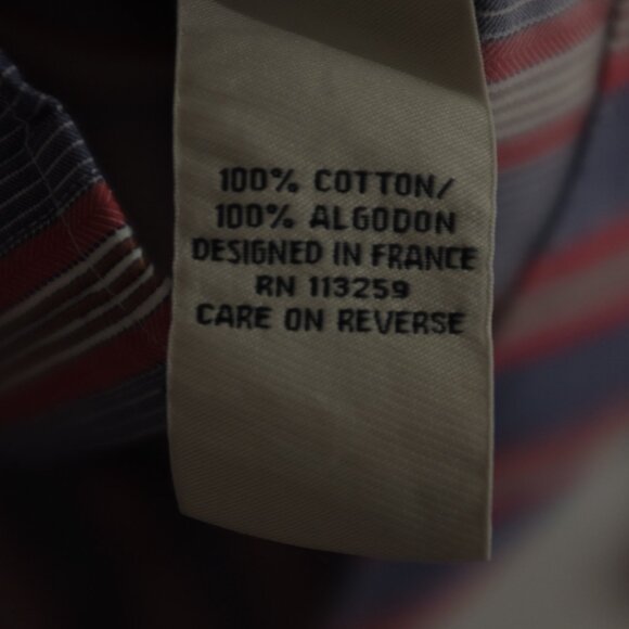 Faconnable blue red striped shirt size XL 100% cotton - Picture 10 of 13